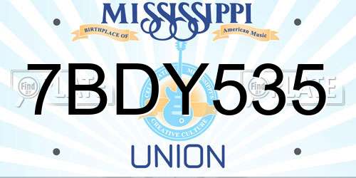 7BDY535 Mississippi License Plate