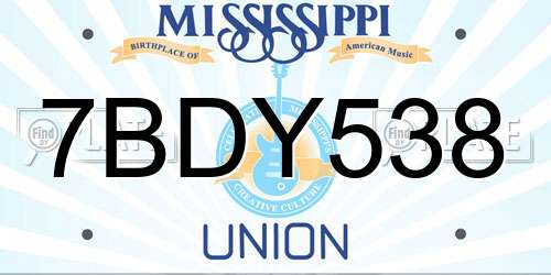 7BDY538 Mississippi License Plate