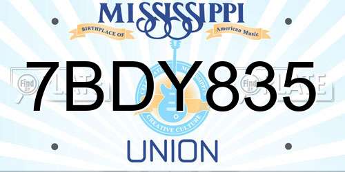 7BDY835 Mississippi License Plate