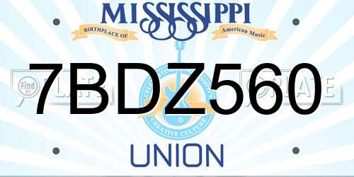 7BDZ560 Mississippi License Plate