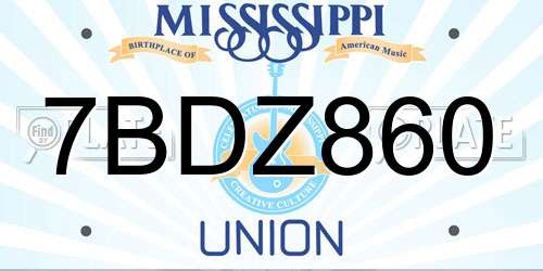 7BDZ860 Mississippi License Plate