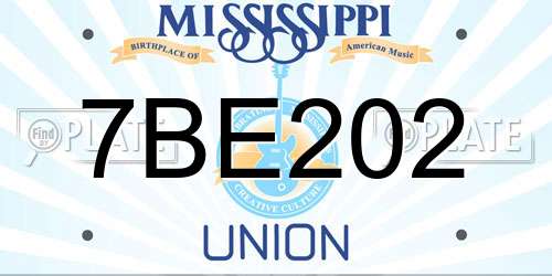7BE202 Mississippi License Plate