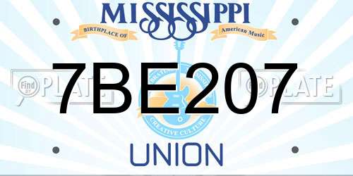 7BE207 Mississippi License Plate