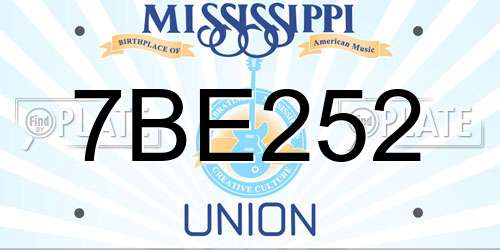 7BE252 Mississippi License Plate