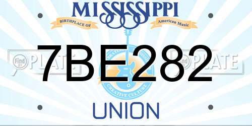 7BE282 Mississippi License Plate