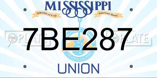 7BE287 Mississippi License Plate