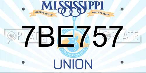 7BE757 Mississippi License Plate