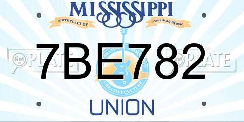 7BE782 Mississippi License Plate