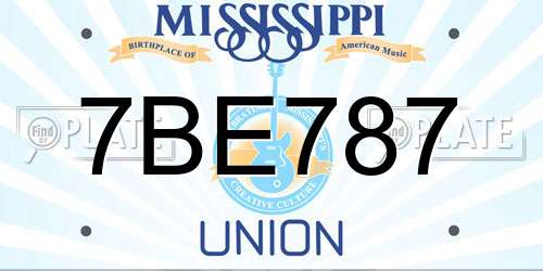 7BE787 Mississippi License Plate