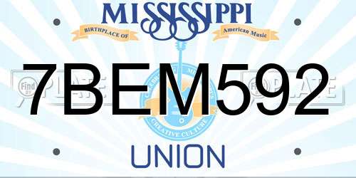 7BEM592 Mississippi License Plate