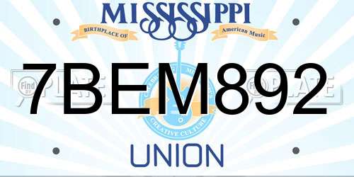 7BEM892 Mississippi License Plate