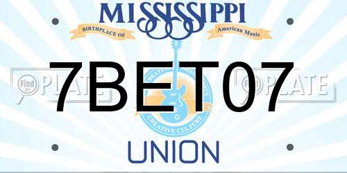 7BET07 Mississippi License Plate