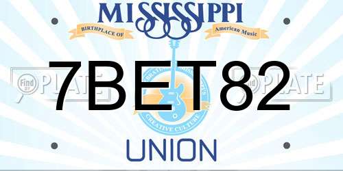 7BET82 Mississippi License Plate