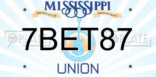 7BET87 Mississippi License Plate