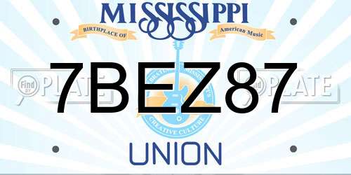 7BEZ87 Mississippi License Plate