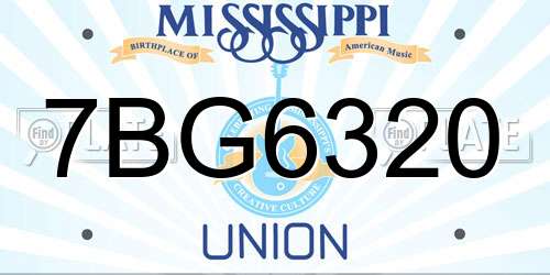 7BG6320 Mississippi License Plate