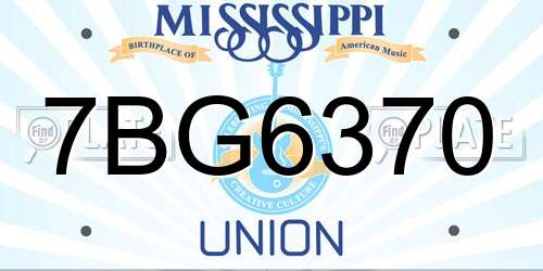 7BG6370 Mississippi License Plate
