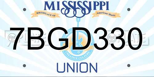 7BGD330 Mississippi License Plate