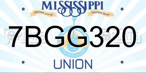 7BGG320 Mississippi License Plate