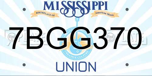 7BGG370 Mississippi License Plate
