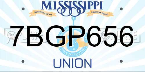 7BGP656 Mississippi License Plate