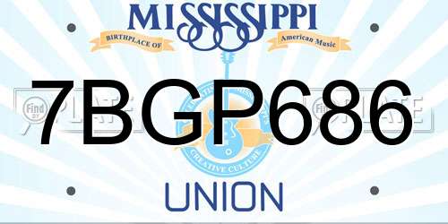 7BGP686 Mississippi License Plate