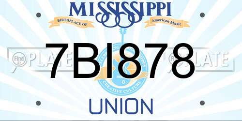 7BI878 Mississippi License Plate