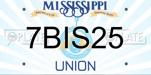 7BIS25 Mississippi License Plate