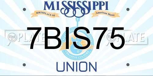 7BIS75 Mississippi License Plate