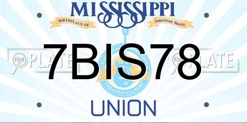 7BIS78 Mississippi License Plate