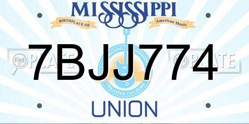 7BJJ774 Mississippi License Plate