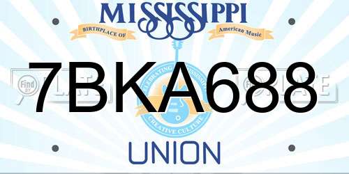 7BKA688 Mississippi License Plate