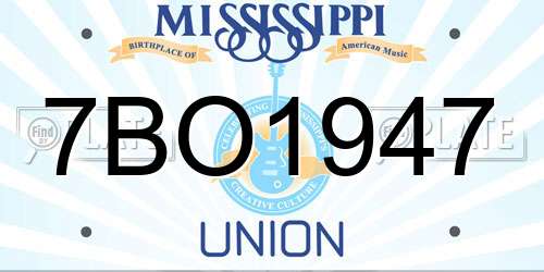7BO1947 Mississippi License Plate