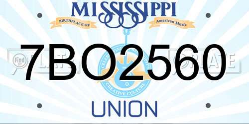 7BO2560 Mississippi License Plate