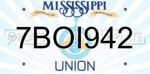7BOI942 Mississippi License Plate