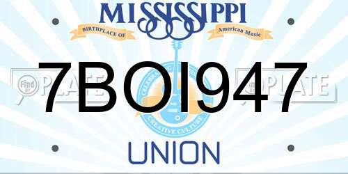 7BOI947 Mississippi License Plate