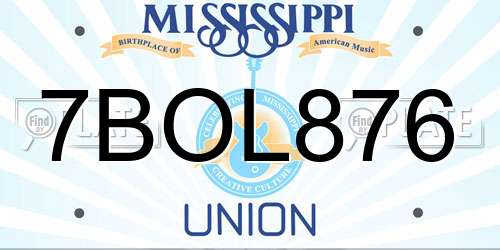 7BOL876 Mississippi License Plate