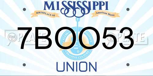 7BOO53 Mississippi License Plate