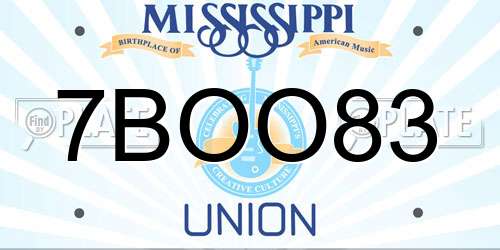 7BOO83 Mississippi License Plate