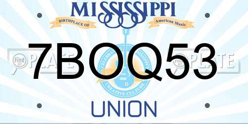 7BOQ53 Mississippi License Plate