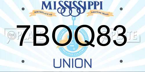 7BOQ83 Mississippi License Plate
