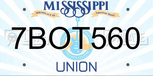7BOT560 Mississippi License Plate