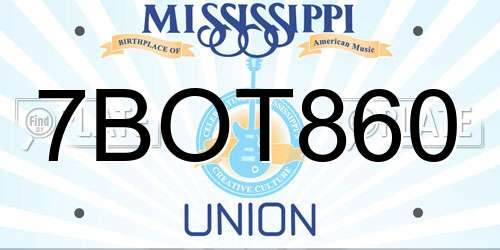 7BOT860 Mississippi License Plate