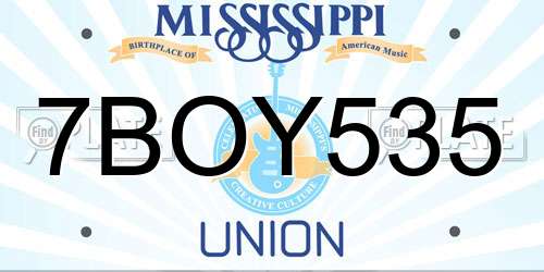 7BOY535 Mississippi License Plate