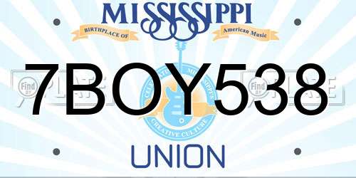 7BOY538 Mississippi License Plate