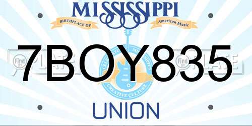 7BOY835 Mississippi License Plate