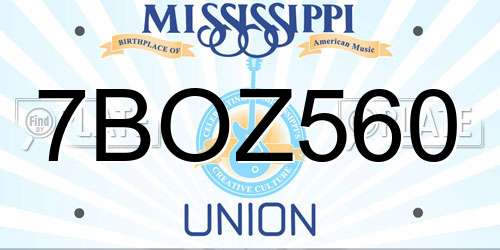 7BOZ560 Mississippi License Plate