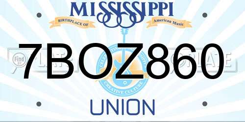 7BOZ860 Mississippi License Plate