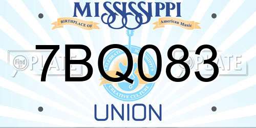 7BQ083 Mississippi License Plate
