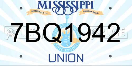 7BQ1942 Mississippi License Plate